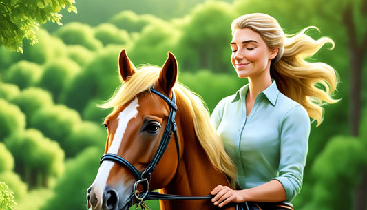 Woman happy being on a horse