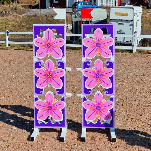 Pink Flowers Show Jump Stands (2) Aluminium Horse Jumps / Hindernisse