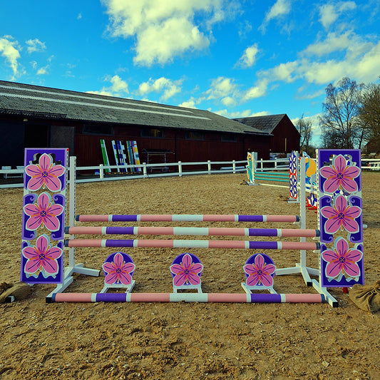 Pink Flowers Show Jump Set 1 Aluminium Horse Jumps / Hindernisse