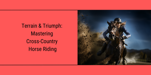 A female horserider on a horse riding in a cross country competition