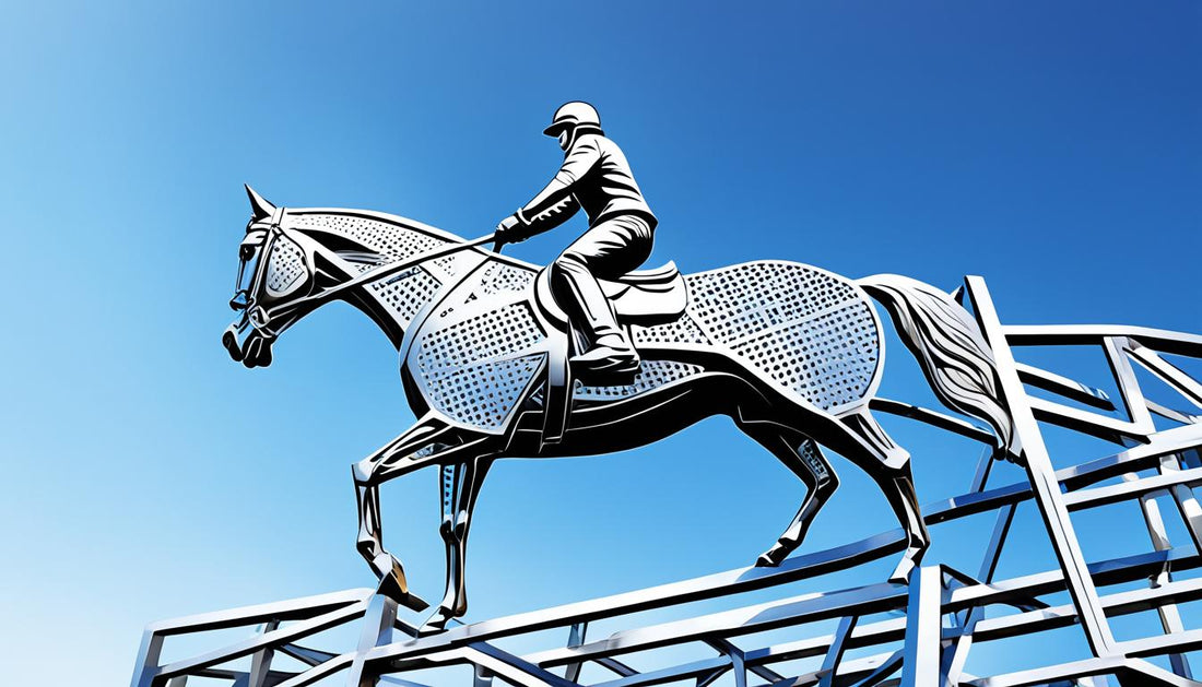 horse and rider made of aluminium statue