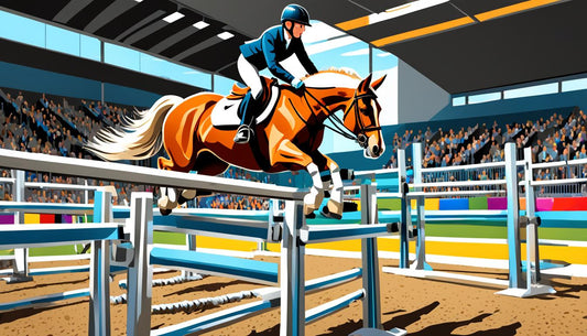 rider with horse jumping over obstacle