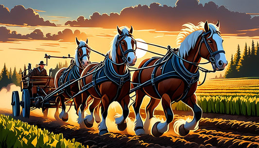 Draft horses pulling a wagon