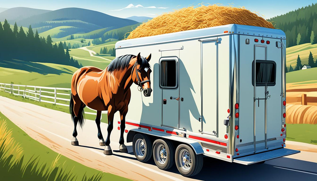horse in front of a trailer