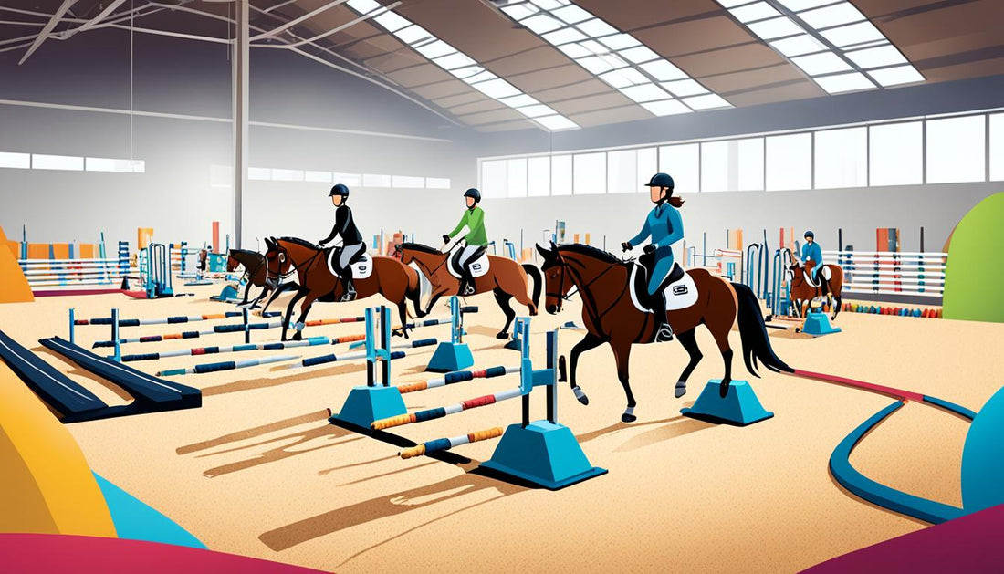 sketch of horses training in a gym