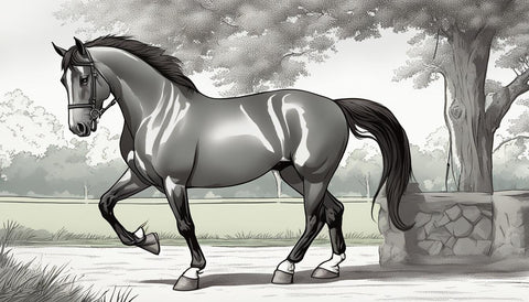 Horse on grey and white colors