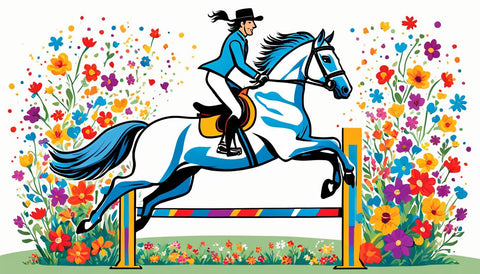 rider on white horse jumping