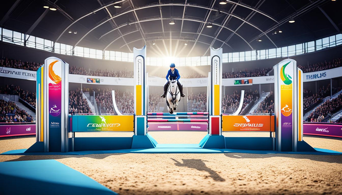 Show jumper in an arena with customisable jump